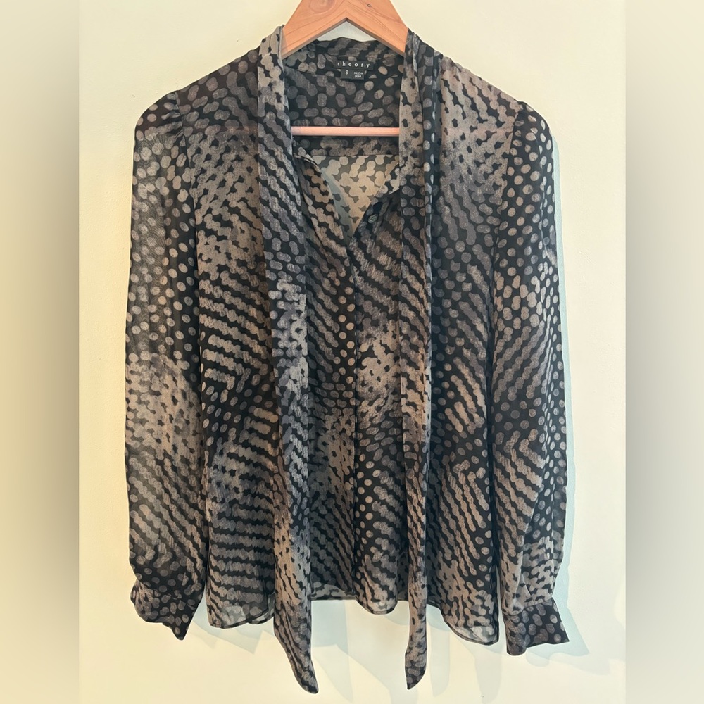 Theory Blouse Black and Gray. Size S
